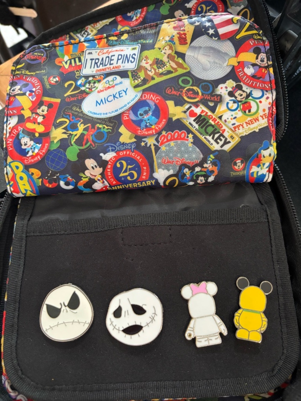 Disney Black Crossbody Bag with Mickey Pin Trading Patch and Red Piping - Picture 6 of 6